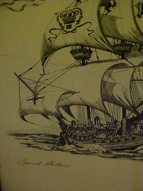 Limited  edition Spanish Galleon  signed Jim Campbell