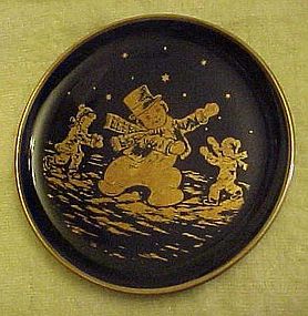 Lindner Kueps cobalt miniature plate Have Holly Jolly