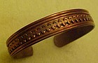 Solid copper cuff bracelet with ric-rac design