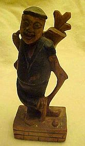 Vintage hand carved wood Golfer figurine