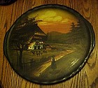 Old hand painted Germany farm scene cake plate