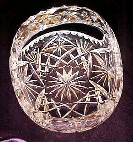 Cut  polished lead crystal  oval basket