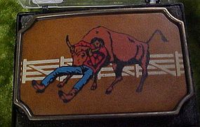 Vintage BTS Bull Dogger steer wrestler brass  buckle