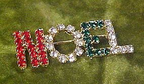 Noel Christmas rhinestone pin