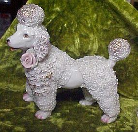 Vintage Japan  spaghetti coleslaw poodle with pink rose