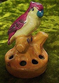 Vintage miniature bird lustreware flower frog