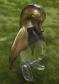 Hand blown glass penguin figurine with gold