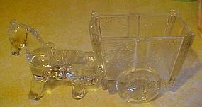 Large horse and cart  clear glass vase