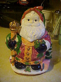 Hand painted ceramic Santa Claus cookie jar