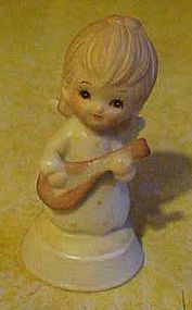 Lefton bisque angel with mandolin figurine 03426