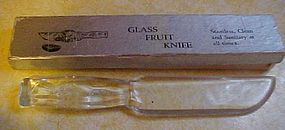 Clear glass fruit knife in original box