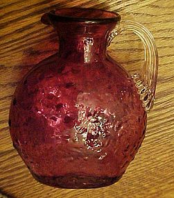 Pilgrim glass Cranberry pitcher jug 4 3/8"