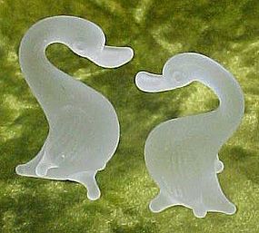 Hand blown miniature satin frosted geese