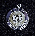 Vintage Sterling wedding charm  A date to remember