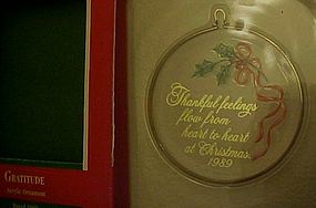 Hallmark Keepsake acrylic ornament Gratitude1989