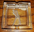 Gorgeous intaglio crystal IRICE ashtray with Golfer