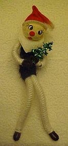 Vintage felt and pipe cleaner Santa ornament