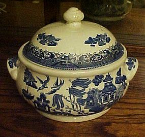 Churchill England Blue willow covered vegetable bottom