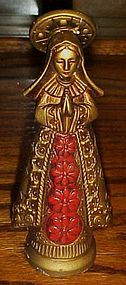 Vintage Virgin Mary plastic statue gold and red