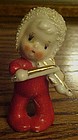 Old Christmas  spaghetti  trim child & violin figurine