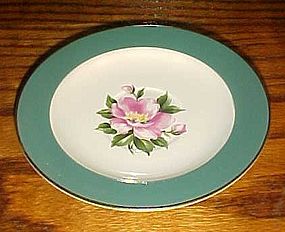 Homer Laughlin Empire Green saucer pink flower center