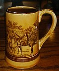 Vintage ceramic Fred Roberts tan stein with hunt scene