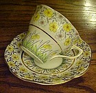 Rosina bone China cup and saucer yellow crocus flower