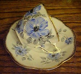 Rosaina bone china cup and saucer blue flowers w/gold