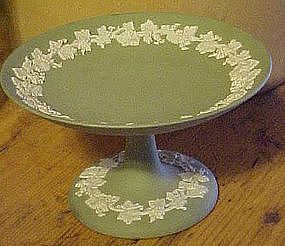Green Wedgewood Jasperware compote with grapes