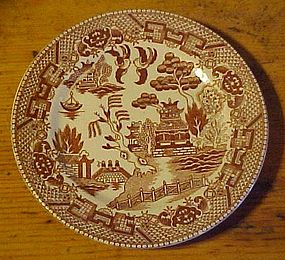 Vintage brown willow transferware bread plate JAPAN 6"