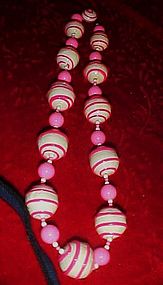 60's Mod psychedelic  swirls of hot pink necklace