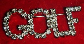 Glittering crystal rhinestone GOLF pin