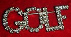 Glittering crystal rhinestone GOLF pin