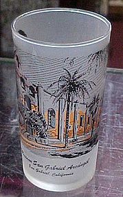 California frosted souvenir glass Mission San Gabriel