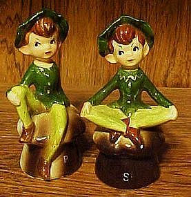 Enesco green Kitchen Pixie salt and pepper shakers