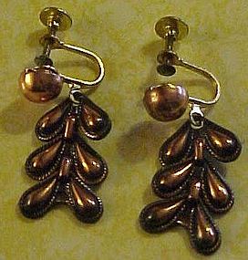 Vintage copper screw back earrings