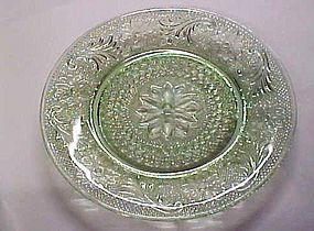 Tiara Chantilly green sandwich glass salad plate 8 3/8"