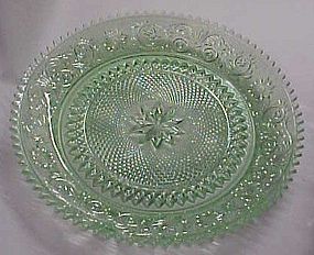 Tiara chantily green sandwich glass round platter 12.25