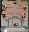 Set of The Christmas Story pins goldtone birth of Jesus