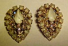 Vintage Hobe' rhinestone moonstone clip earrings