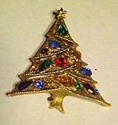 Great JJ Rhinestone Christmas tree pin Jonette