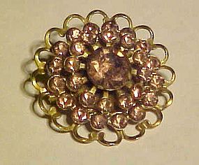 Vintage smoky pink rhinestone pin brooch