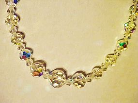 Vintage aurora borealis cut crystal bead necklace
