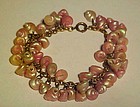 Vintage copper chain bracelet  over 50 pink seashells