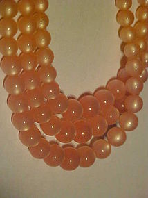 Vintage Richelieu pink moonstone triple strand necklace