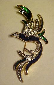 Enamel and rhinestone bird of paradise pin