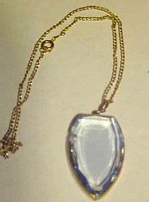 Vintage blue topaz color pendant on chain