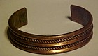 Vintage  solid copper double rope cuff bracelet