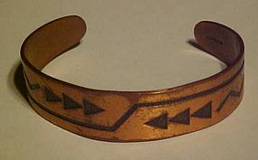 Vintage southwestern  style copper cuff bracelet