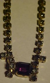 Vintage all rhinestone choker necklace purple stone